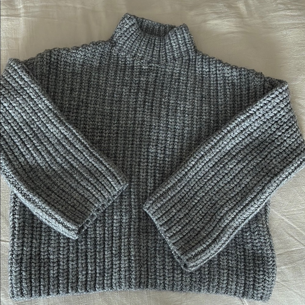 Bershka Gray Ribbed Sweatshirt